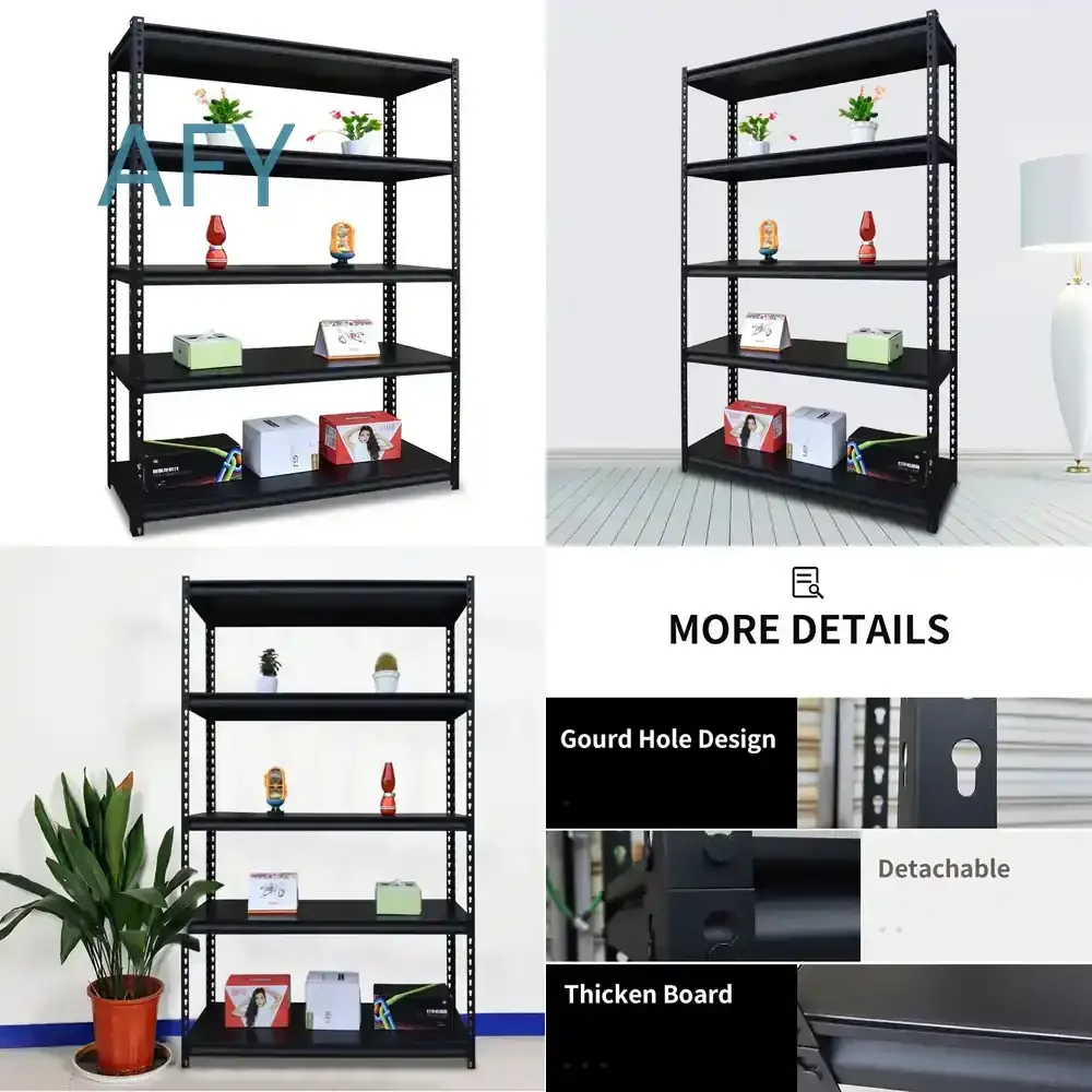 Light Duty Boltless Steel Metal Shelving for Home Industrial Warehouse Storage Unit Stacking Racks Shelves Powder Coated