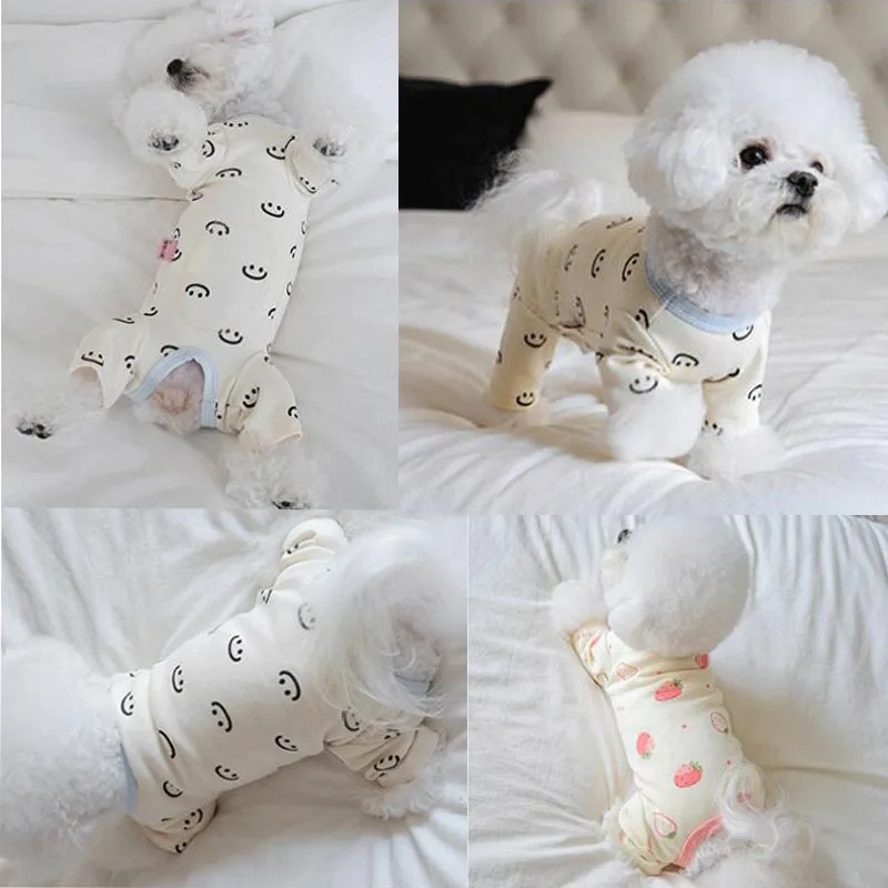 Print Cat Dog Pajamas Wrapped Belly Jumpsuit Pet Dog Clothes For Small Dogs Yorkshire Terrier Puppy Cats Onesie Pyjamas Overalls