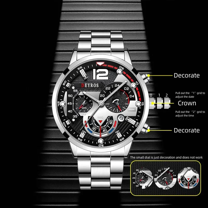 Montres de sport étanches en acier inoxydable pour hommes, montre de calendrier masculine, montre Shoous de luxe, mode sportive