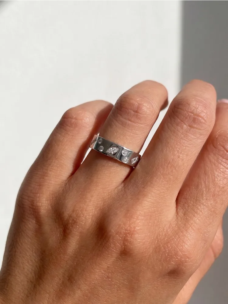 925 Sterling Silber Mode Goldene Geometrische Muster Zirkon Ring für Frauen Verlobung Hochzeit Luxus Hochwertiger Edel-Schmuck – Detail 8