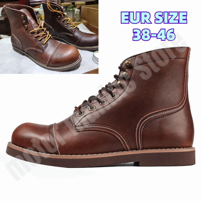 

Мотоциклетные ботинки из коровьей кожи, повседневная мужская обувь высшего качества, ботильоны, винтажная мотоциклетная обувь большого размера, мужская мотоциклетная обувь