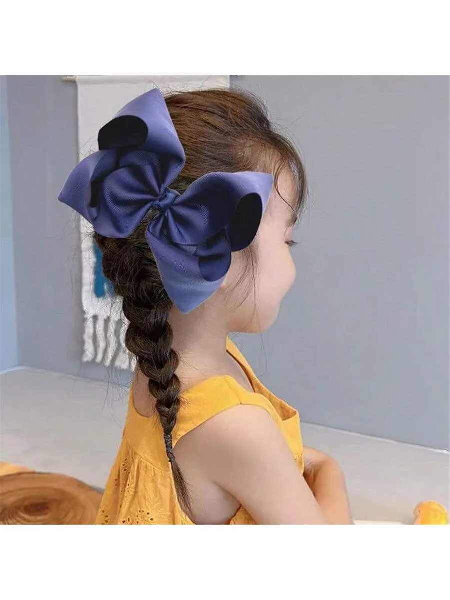 2Pcs/Pack 8 Inch (20CM) Hair Bows Clips, Big Hair Bows for Girls Toddler Boutique Grosgrain Ribbon Big Large Bows Alligator Clip