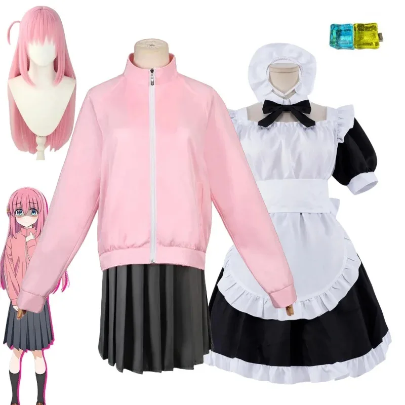 Bocchi The Rock Gotou Hitori زي JK زي خادمة موحد فستان شعر مستعار بدلة الهالوين حفلة أنيمي تأثيري ؛ 8'm6 ، #2