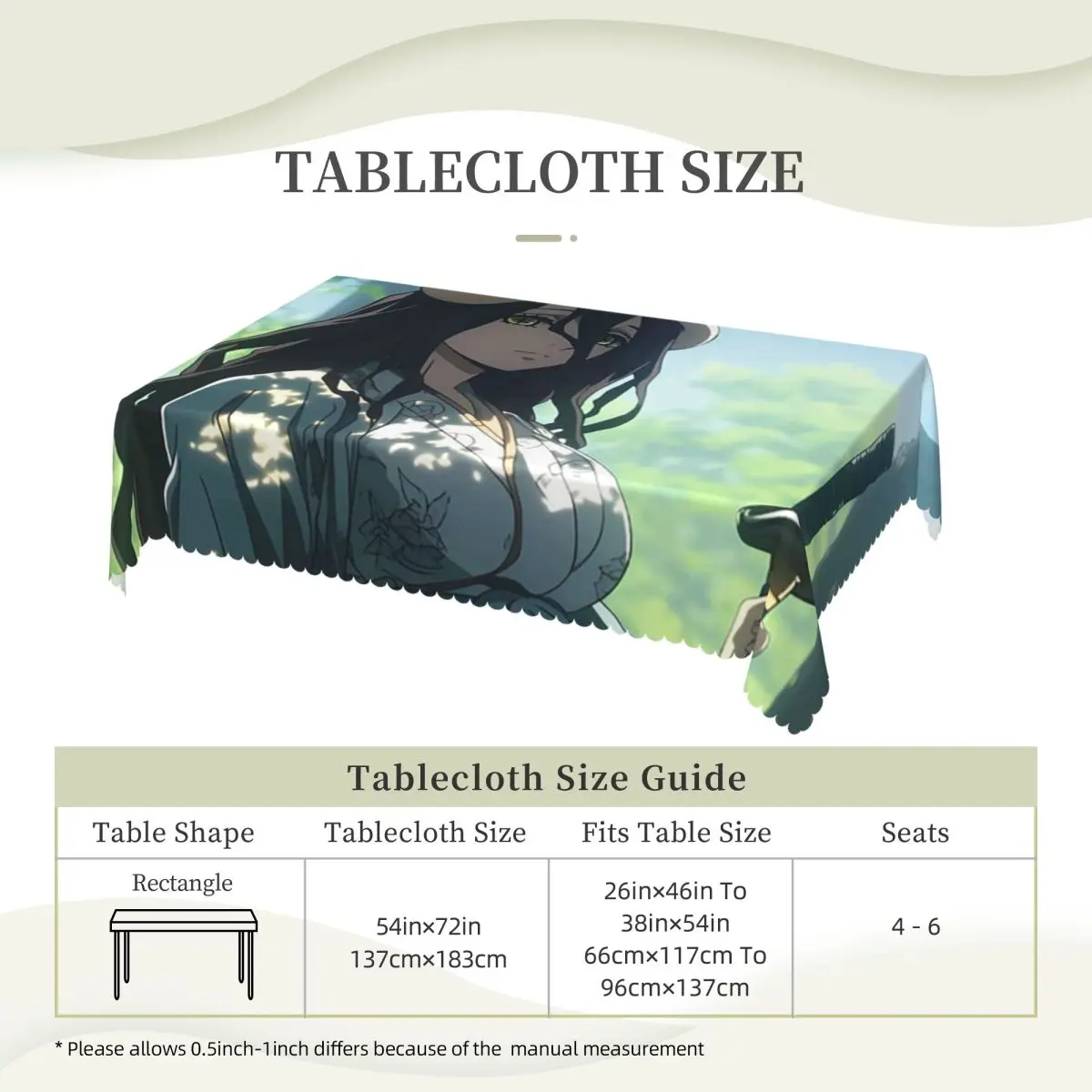 Adventure Anime Albedo Overlord Customized Rectangular Tablecloth Waterproof Table Cover for Dining Events Table Cloth