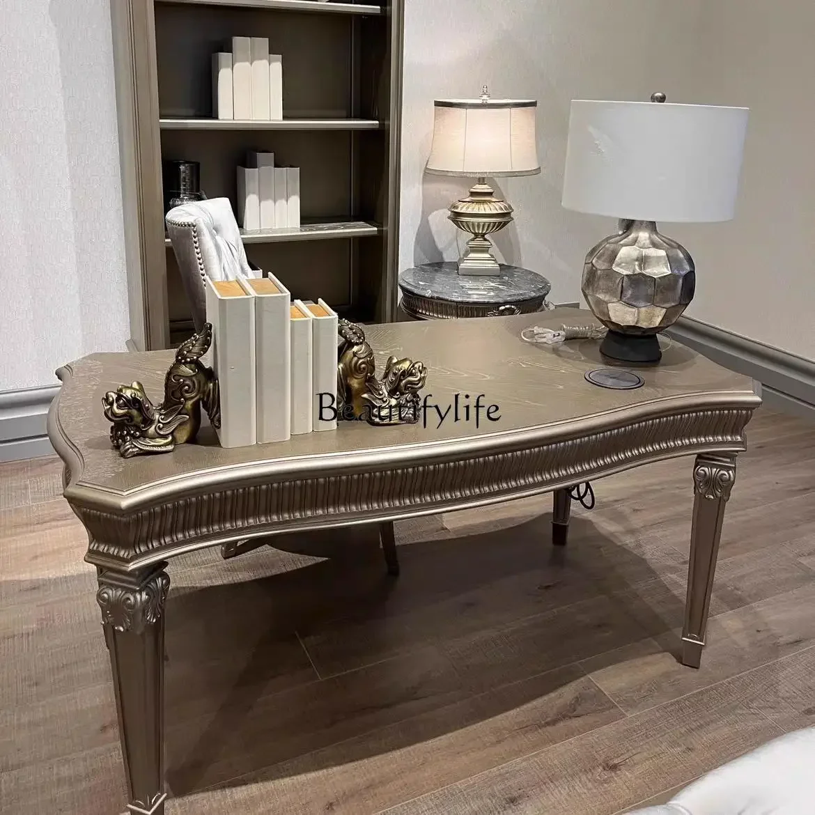 

112American light luxury desk European retro carved desk French computer desk