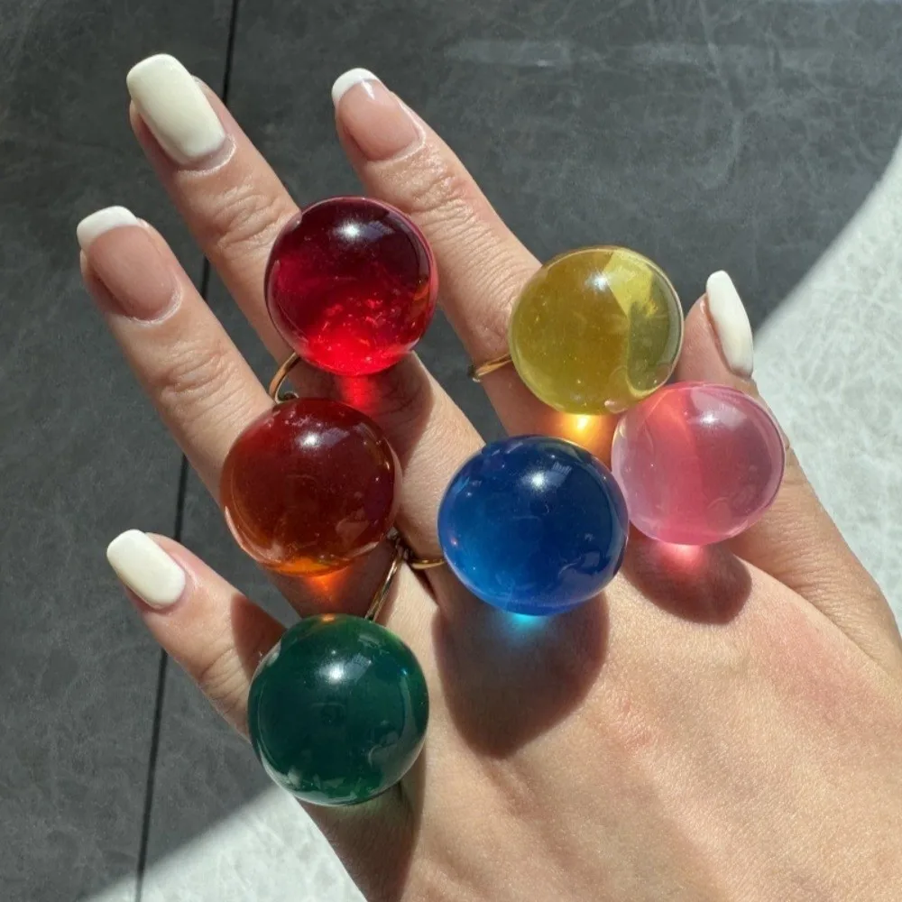 Fashionable Jelly-Transparent Open Ring Party Wear Resin Women's Ring multicolor Finger Rings Girls