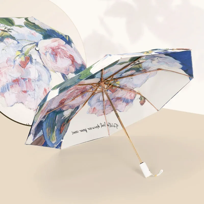 Creative Flower Umbrella Double Layer UV Sun Protection Parasol Umbrella Men Women Fully-automatic 3-Folding Outdoor Umbrellas