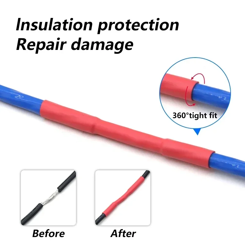 0.6 ~ 80 مللي متر 2:1 الحرارة يتقلص أنبوب سلك إصلاح لتقوم بها بنفسك كابل البولي أوليفين حامي أنابيب الانكماش الحراري معزول كم التفاف القطر الأحمر