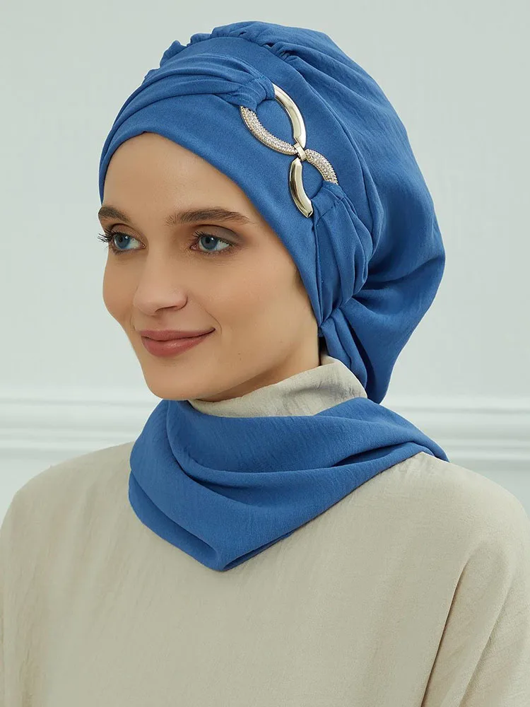 Ramadan Muslim Inner Hijabs For Woman  Turban Hijabs With Cap Islamic Muslim Jersey Head Scarf Headwraps Muslim Women Clothing