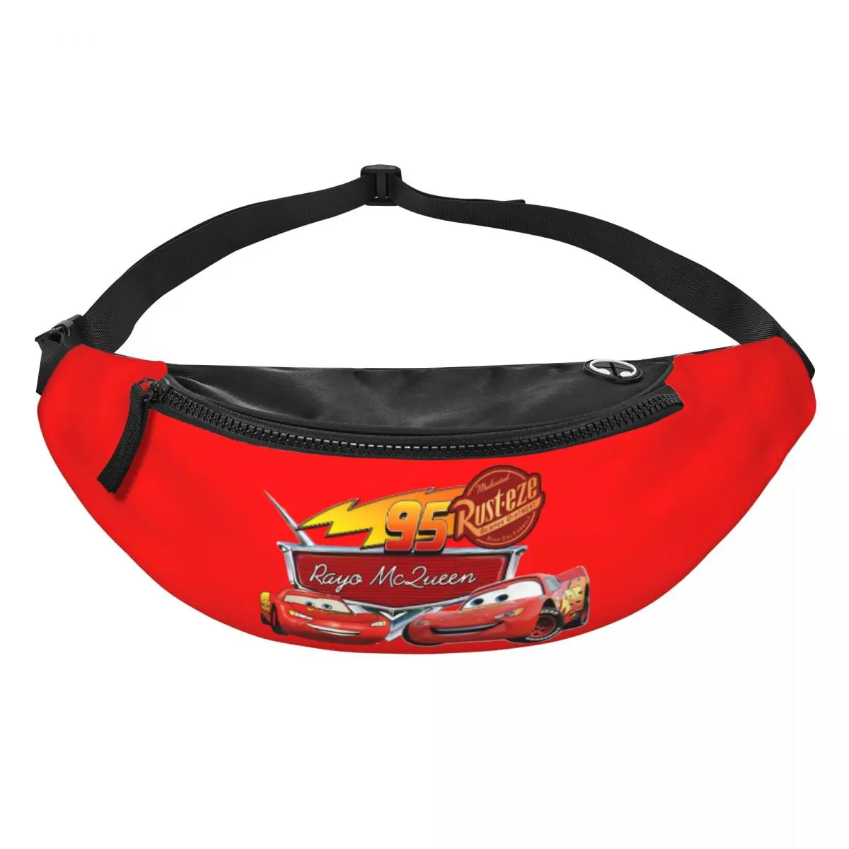 Custom Lightning McQueen Fanny Pack Women Men Cool Cartoon Crossbody Waist Bag for Travel Cycling Phone Money Pouch