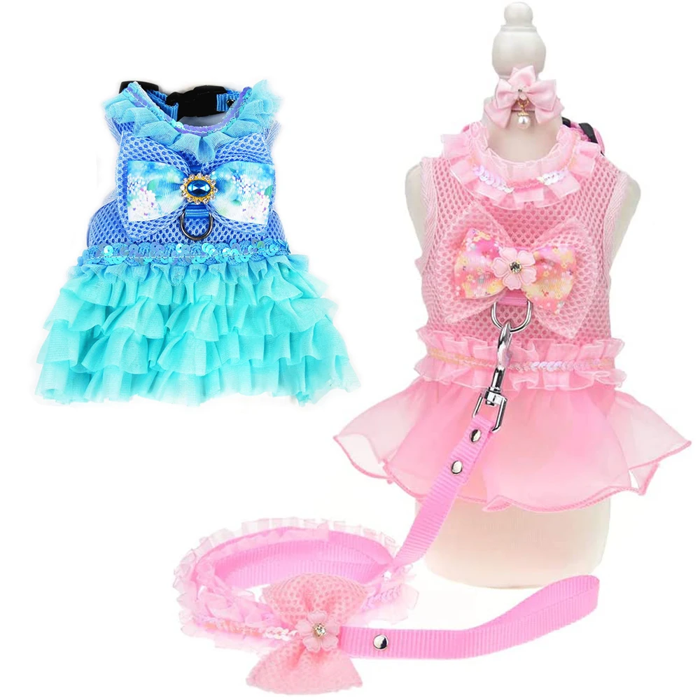 cao-arco-vestido-arnes-trela-conjunto-para-caes-pequenos-medios-malha-respiravel-pet-tule-saia-com-lantejoulas-design-de-luxo-roupas-para-caes
