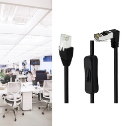 Ethernets Extension Cord CAT6e RJ45 Extension Cord with On Off Switchs Male to Female/90Degree Angle RJ45 Networks Cable K1KF