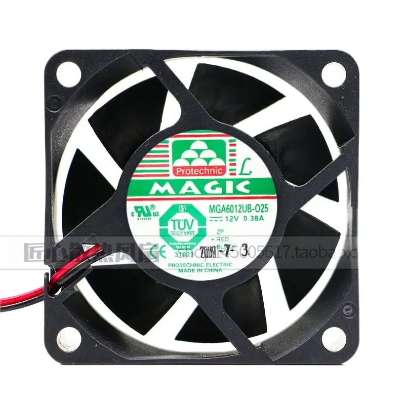 Protechnic Yongli MGA6012UB-O25 6025 12V 0.38A 6CM Water Pump Cooling Fan for Electronic Equipment