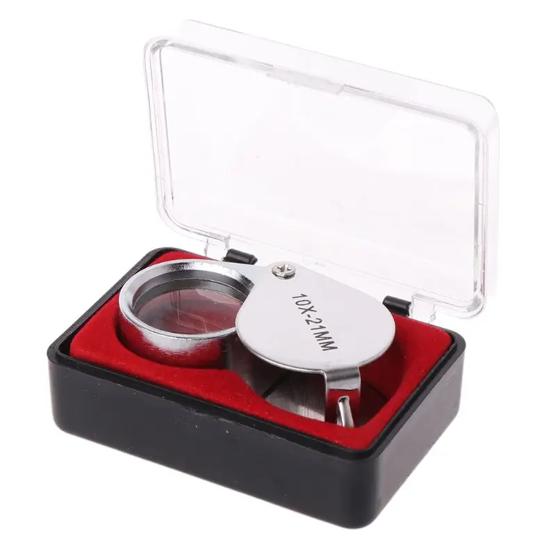 Jeweler Diamond Loupe 10X 21mm Glass Foldable Eye Magnifier with Box 40JE