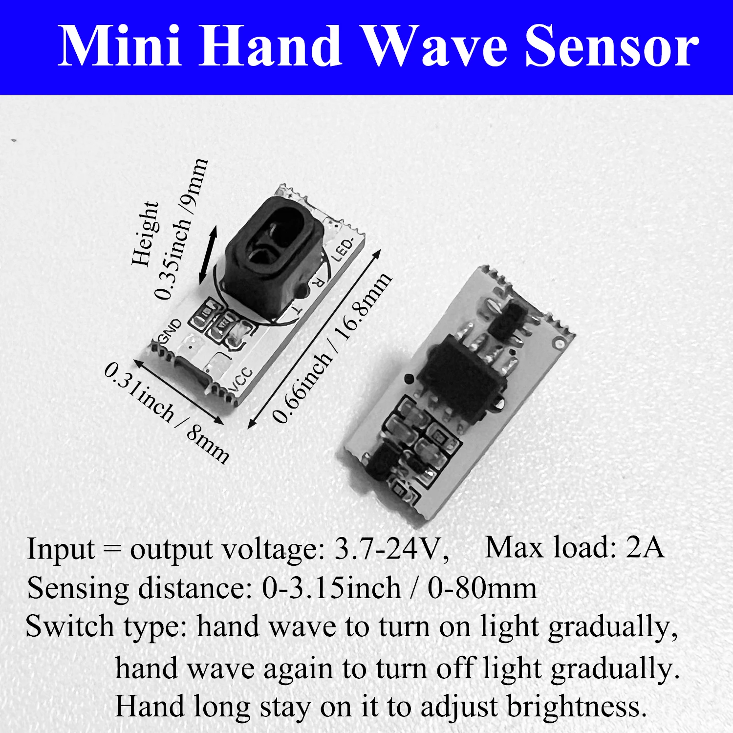 Mini carte de détection de balayage de main, interrupteur de capteur d'onde de main, pipeline, sous l'armoire, cuisine, garde-robe, planche Chi, technologie, 5V, 12V, 24V, DC