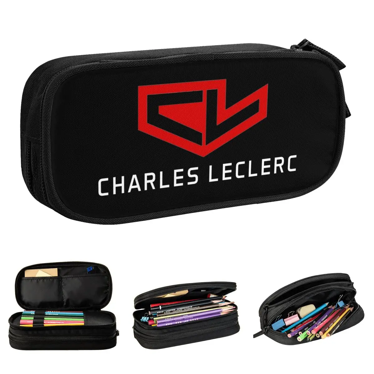 Lovely Motor Sport Charles Leclerc CL Pencil Case Pencilcases Pen Holder for Girls Boys Large Bag Students School Zipper