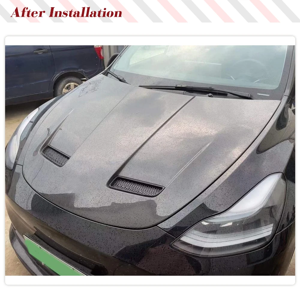 Car Front Dry Carbon Hood Fits For Tesla Modey Y 2020-2024 Front Hood Bonnet Cover Car Hood Real Carbon Electric Vehicle Parts