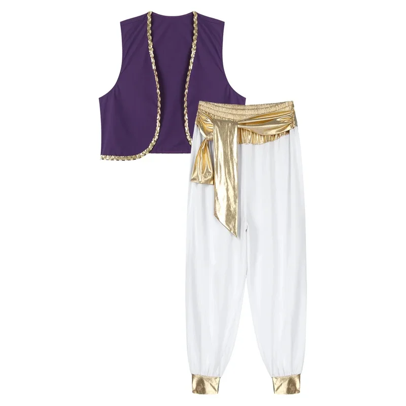 Disfraz de Príncipe Arabe para hombre, 2 uds., disfraz de Cosplay para chico y adulto, disfraz de Club de Halloween, ropa de actuación de fiesta, disfraz de Príncipe Árabe