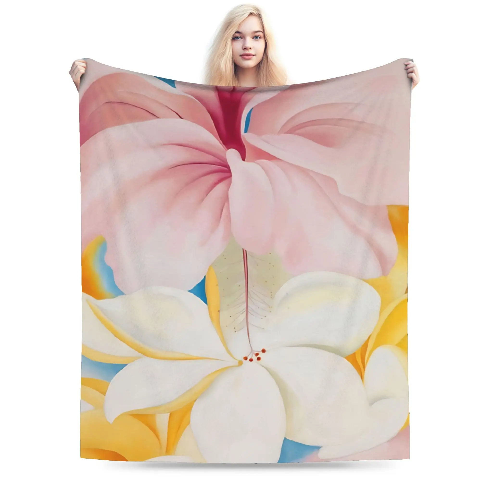 Flower Market  Flannel Blanket Winter  Warm Soft Throw Blanket for Kids Outdoor Funny Bedspread Sofa Bed Cover