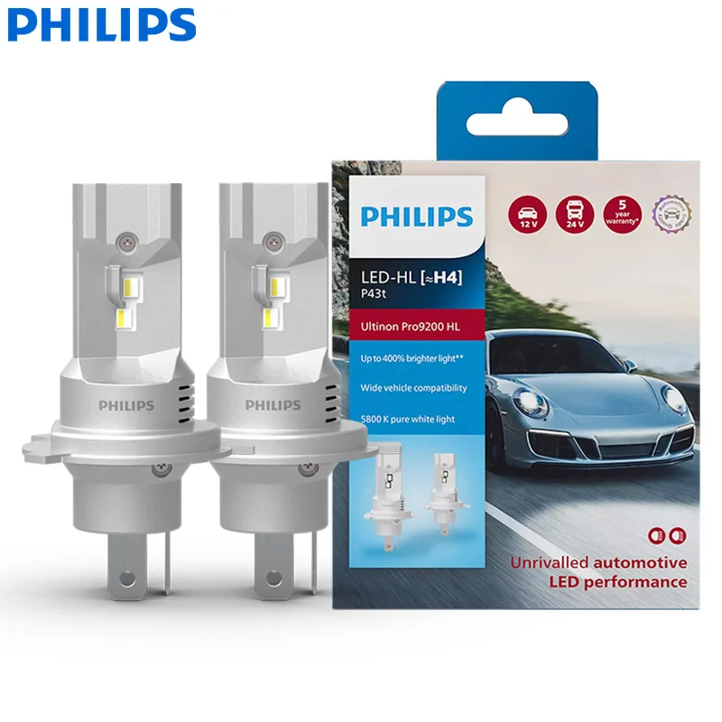 

Philips Pro9200 LED H4 9003 HB2 Car Headlight 12/24V Bulbs +400% Brightnes 5800K Cool White Power Upgrade Lamps LUM11342U92X2