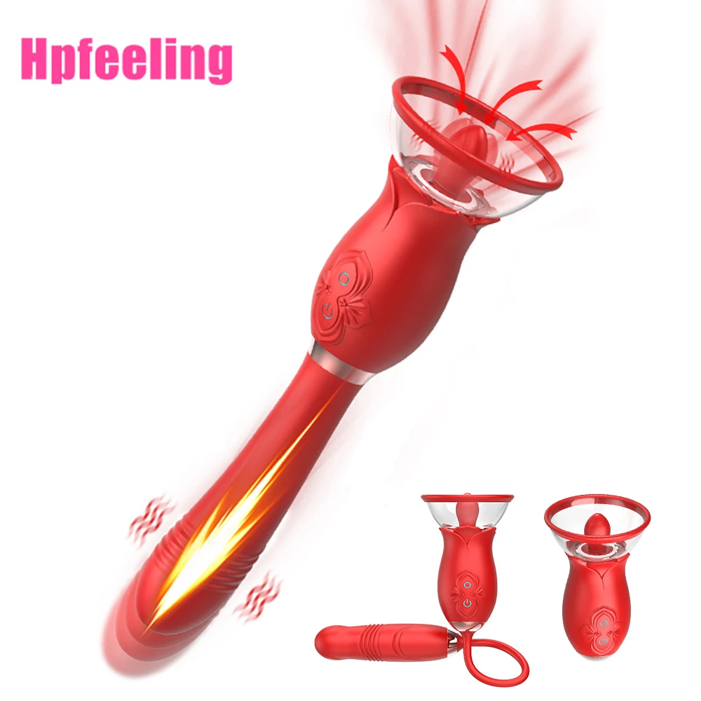 Rose Sucking Vibrator for Women G Spot Clitoris Stimulator Thrusting Vagina Nipple Sucker Vibrating Goods Sex Toys for Adults