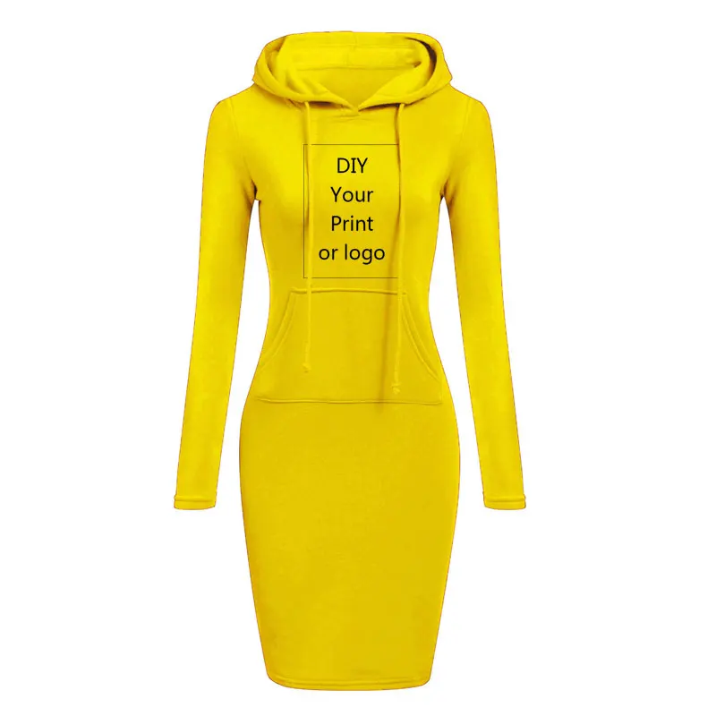 2022 New Customized Print DIY Your like Photo or Logo Women Hooded long Sleeve Girls female Sexy Dress Clothing Bodycon Dresses