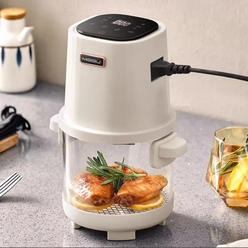 1.8L Air Fryer White Small Visualization Easy To Clean Kitchen Household Glass Small Capacity Convenient Carrying Office