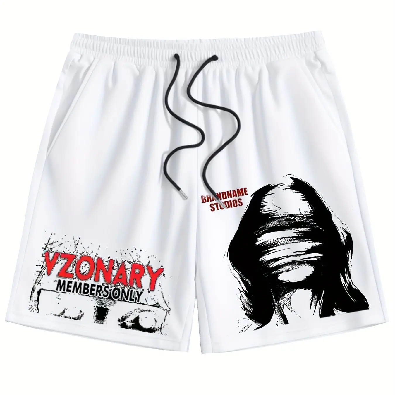 Men's Printed Masked Figure Pattern and Letter Printed Shorts for Summer Street Fashion