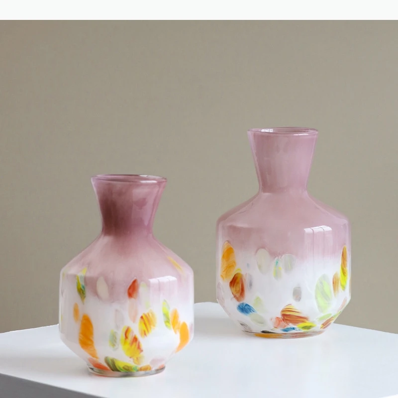 Violet Painted Glass Vase Plant Pots Table Decoration Flowers Arrangement Floral Vases Room Aesthetic Decor