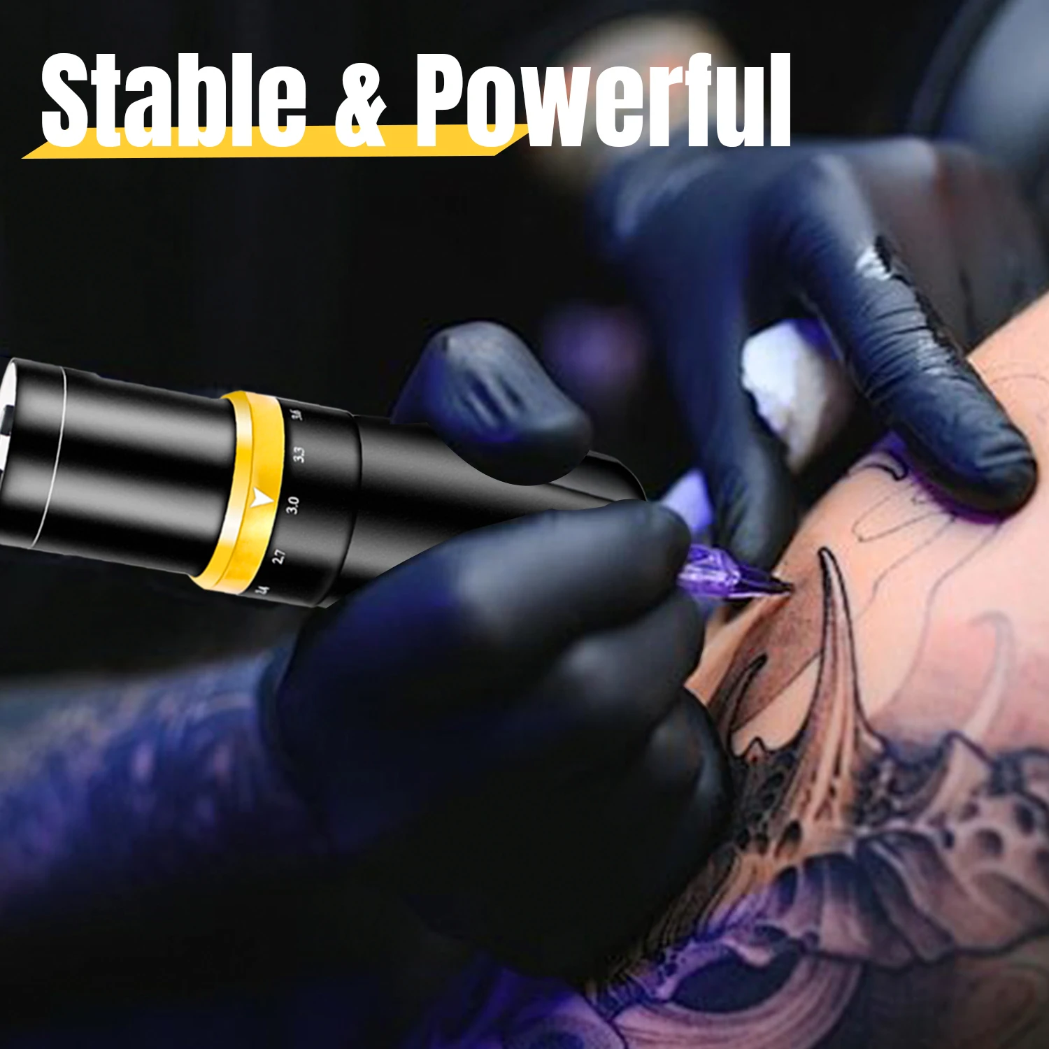 Adjustable Stroke Rotary Tattoo Pen 2.4-4.2mm Direct Drive Motor Quiet High Speed Tattoo Machine for Body Art & Permanent Makeup