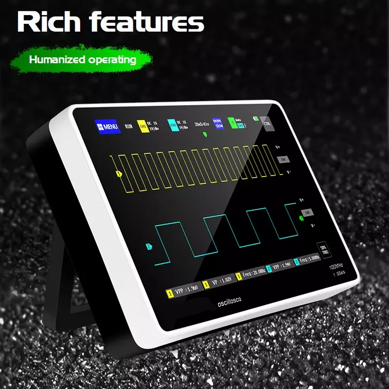 1013D Digital Tablet Oscilloscope Dual Channel 100M Bandwidth 1GS Sampling Rate Mini Digital Oscilloscope Osciloscopio