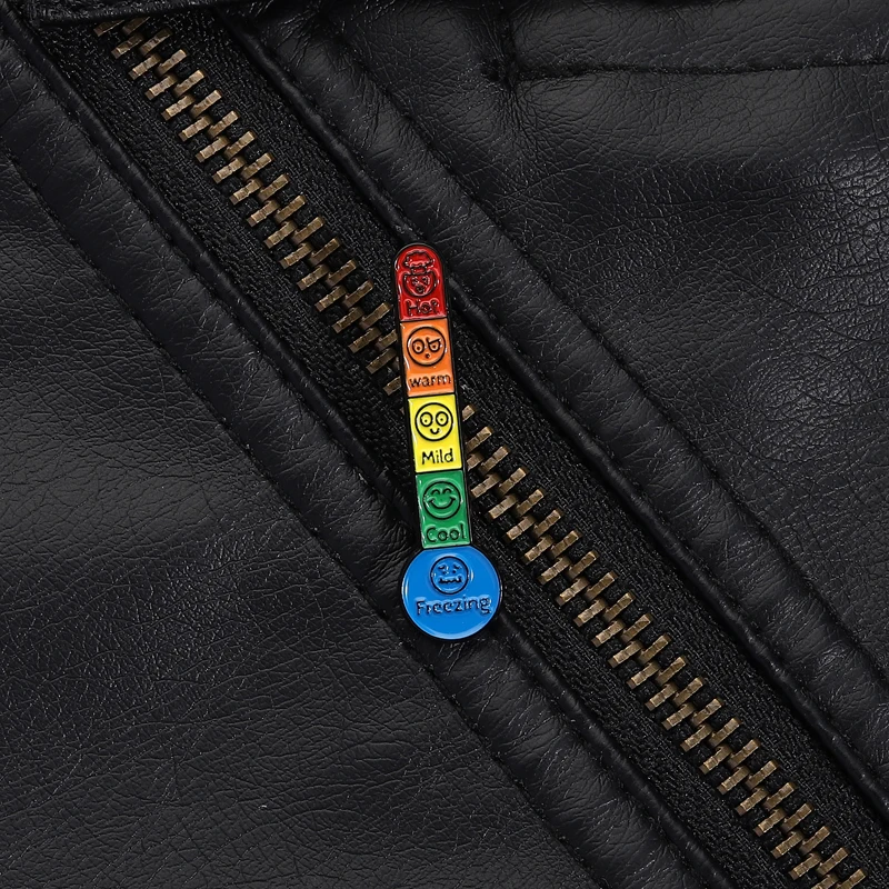 Temperature Mood Pin Hot Warm Mild Cool Freezing Emotion Expressive Fun Cute Brooch Daily Wear Accessory for Social Style