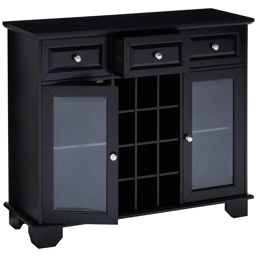 Buffet Server Sideboard Cabinet with Wine Storage, Black