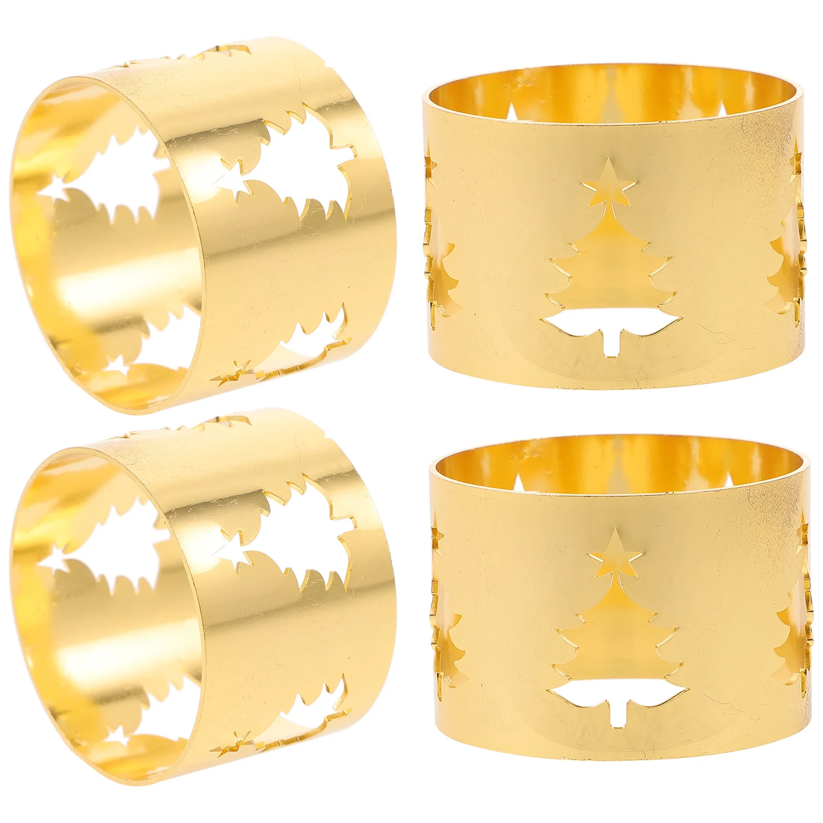 

4Pcs Elegant Christmas Napkin Rings Hollow Design for Home Hotel Gatherings Christmas Napkin Holders Table Decors
