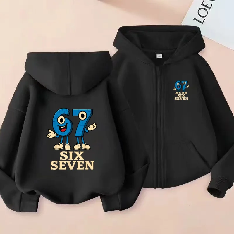 

Kids Six Seven Spring Autumn Zipper Sweatshirt kawaii Sportswear Hoodies Girls Boy 3-12Yrs Fashion Sports Coat Casual Tracksuits