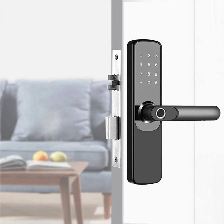 One Handle Indoor Wooden Door Fingerprint Lock Home Password Smart Door Lock Anti-Theft Electronic Lock