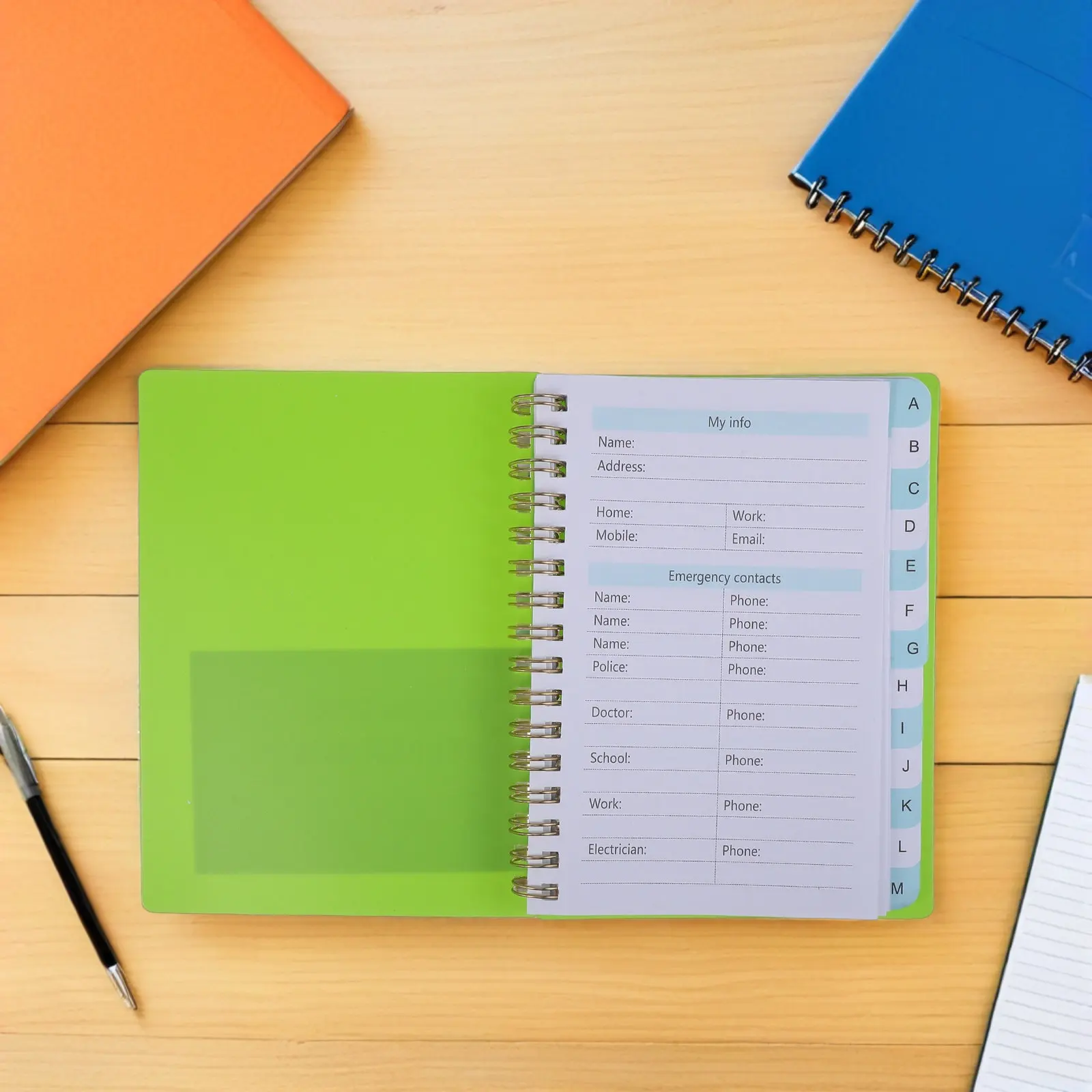 Mini Password Keeper Notebook with Spiral Binding, Light Green, Tabs for Passwords & Usernames