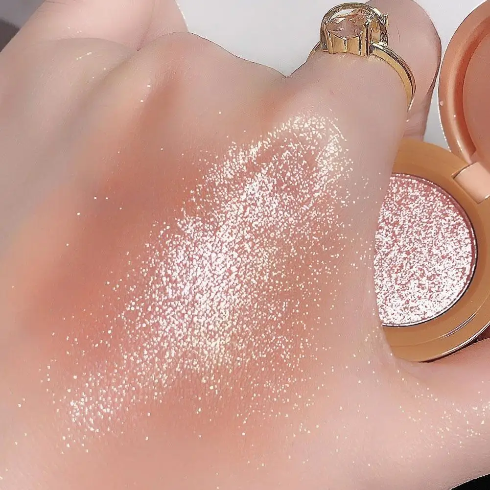 لوحة بودرة هايلايتر 3 في 1 مقاومة للماء، بودرة روج للوجه تدوم طويلاً، هايلايتر طبيعي، أحمر الخدود، مكياج لؤلؤي كوري