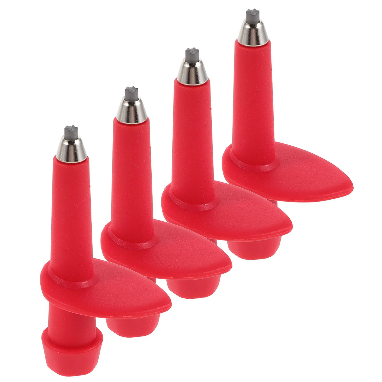 

4Pcs Hiking Pole Tips Nylon Tungsten Steel Red Replacement High Wear Resistance Ski Trekking Pole Ends Vibration Reduction