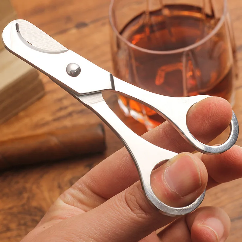 1Pc Classic Stainless Steel Cigar Scissors Portable Silver Round Cutter Head Guillotine Knife Smoking Accessories