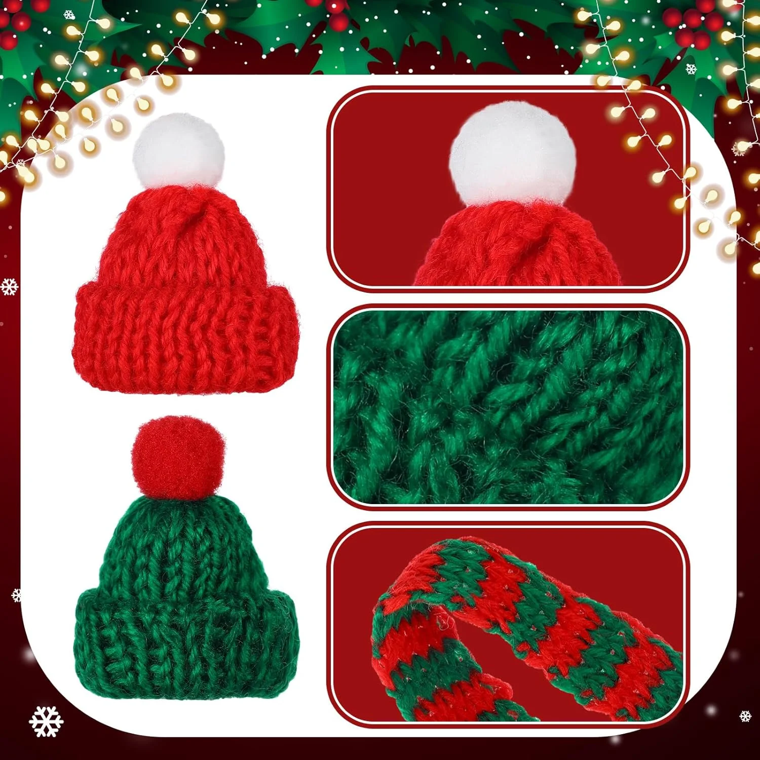 Mini Santa Hat & Scarf 2024 New Christmas Costume for Cat Rabbit Doll Lollipop Bottle DIY Xmas Party Dinner Decoration