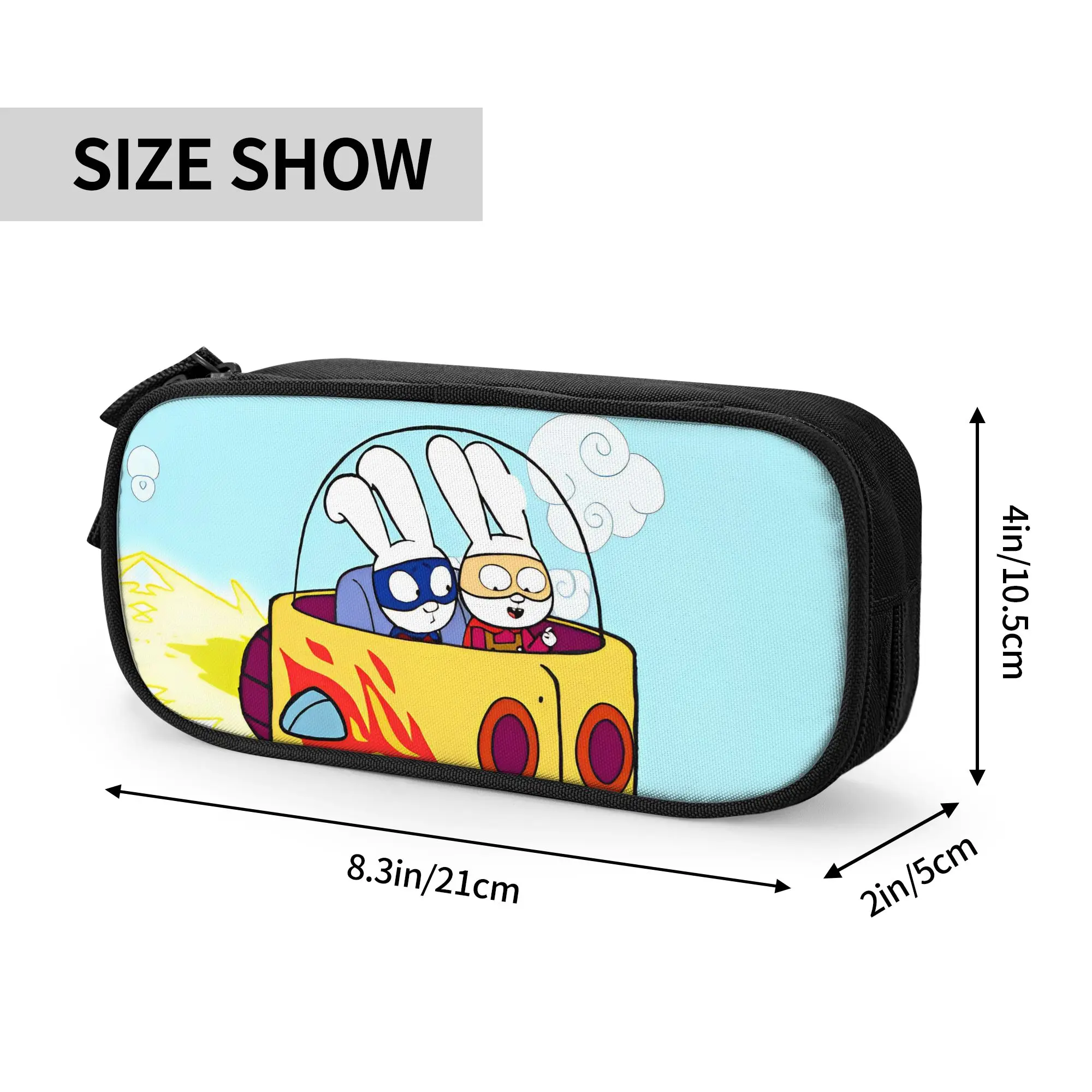 Simons Super Rabbit Cute Cartoon  Pencil Case New   Pen Bag Student Large Storage Students School Zipper Pencilcases