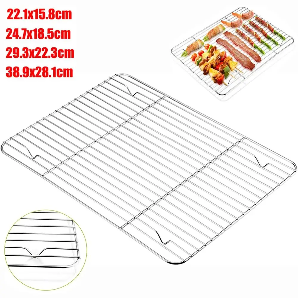 New Stainless Steel Cooling Rack Smooth Edge Easy to Clean Baking Rack Dense Wires Barbecue Cooking Mesh Shelf Baking