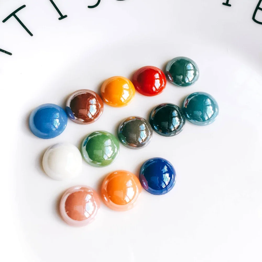 Mixed Colors Ceramics Porcelain Glass Cabochons 8/10/12/14/16mm Cameo Flat Back Cabochon Supplies for DIY Jewelry Finding