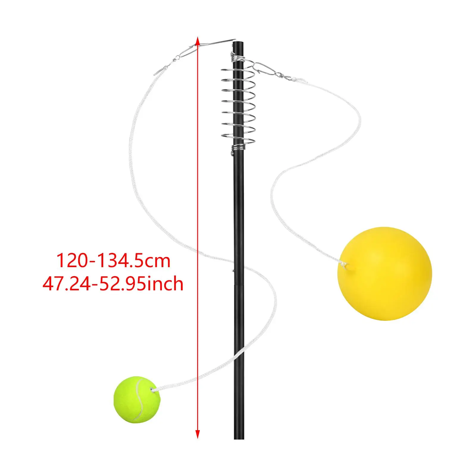 Tennis Training Tool Portable with Storage Bag with 360° Swivel Hook Pole Tetherball Tennis Game Auxiliary Equipment Tether Ball