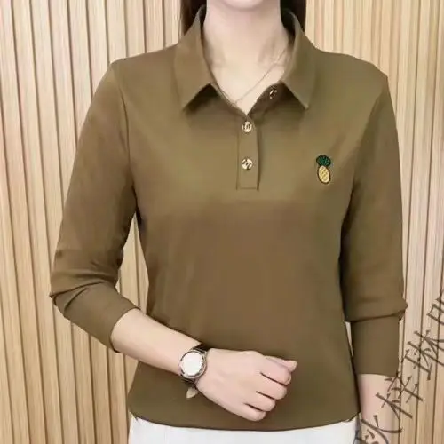 Versatile Long Sleeve  Shirt Mommy Style Autumn 2025 Korean New Fashion Middle-Aged And Elderly Slimming Base Layer T-Shirt