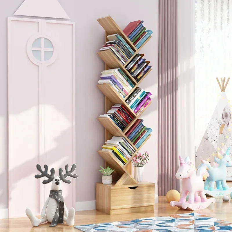 Modern Tree-Shaped Children's Bookshelf Floor-to-Ceiling Design Living Room Storage Bookcase Innovative Home Library Organizer