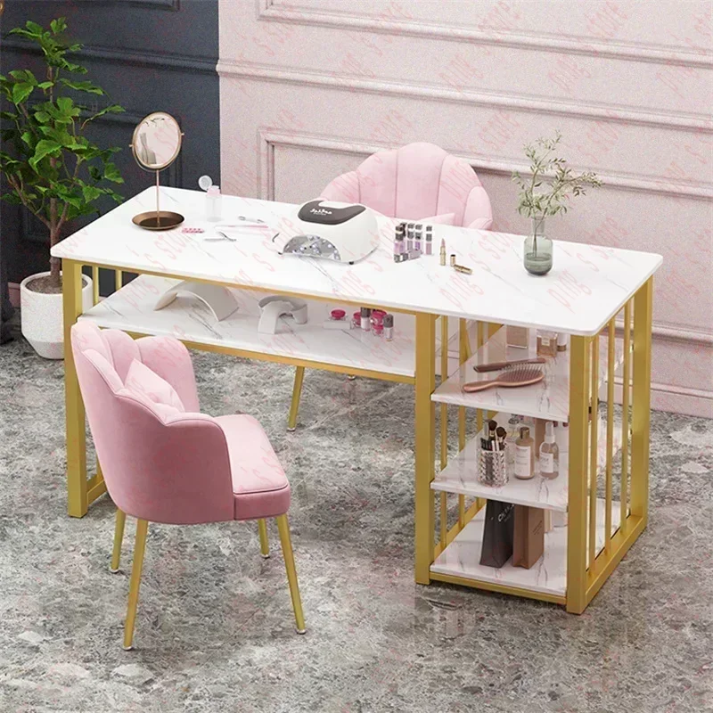 Light Luxury Nail Tables Salon Furniture Modern  Shop Table and Chair Set Single Double Professional Manicure  U