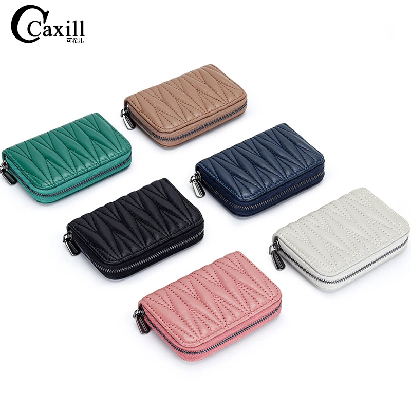 

Luxury Woman Sheepskin Card Holder Zipper Small Change Wallet Women's Leather Coin Purse Short Organ ID Credit Card Wallets Bag