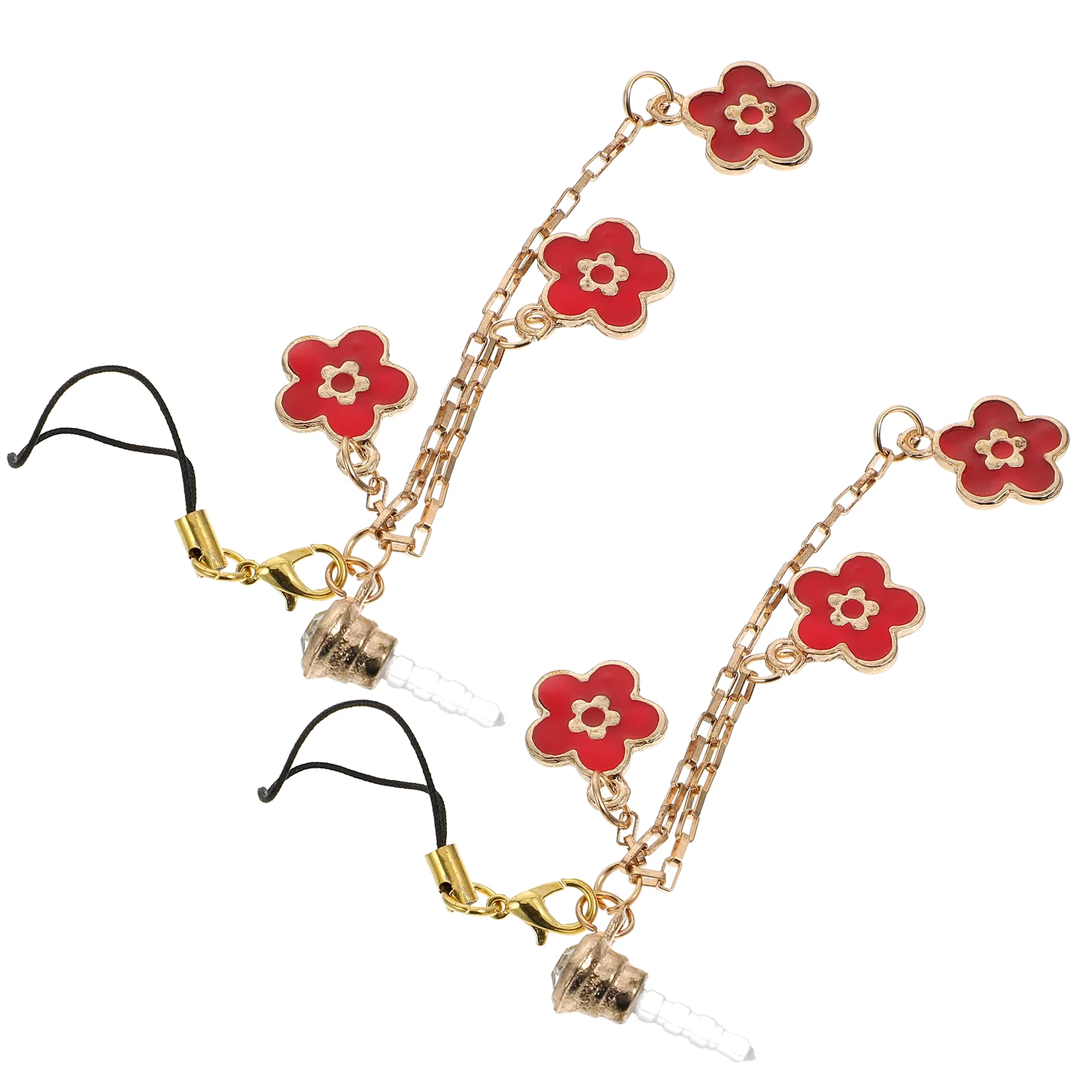  2 Pcs Honeycomb Small Flower Pendant Mobile Phone Plug Charms Alloy Dust for Phones